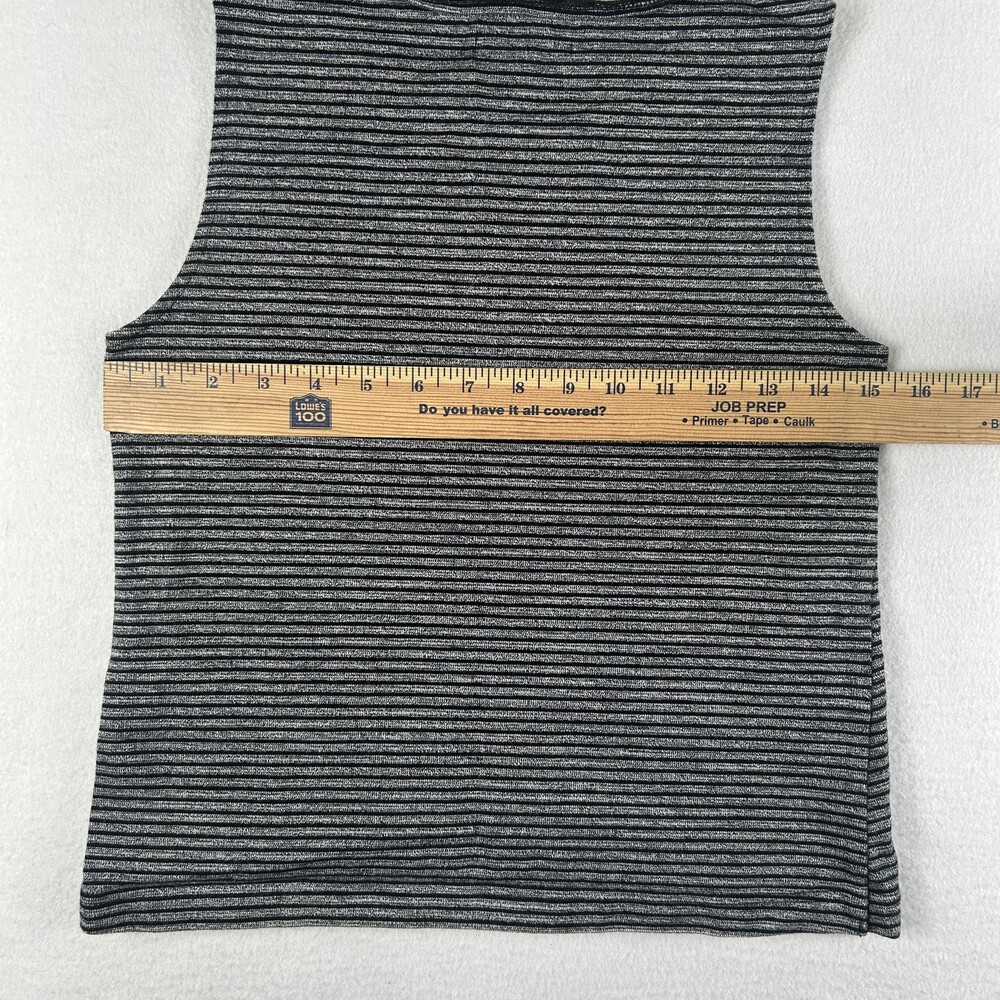 Madewell Tank Top Womens XS Gray Striped Crew Neck Asym Hem Knit Sleeveless - Picture 10 of 11